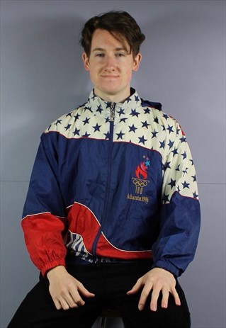 VINTAGE USA ATLANTA 1996 OLYMPICS HOODED WINDBREAKER JACKET