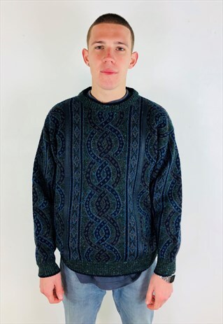 BLUE AND GREEN PATTERNED JUMPER
