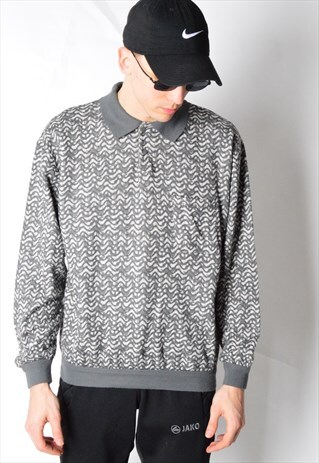 VINTAGE 80S GREY WAVY LIGHTWEIGHT JUMPER