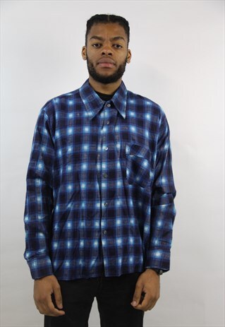 VINTAGE 90'S BLUE FLANNEL CHECK SHIRT
