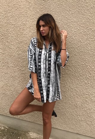 VINTAGE SHIRT PATTERNED OVERSIZED RETRO VINTAGE UNISEX
