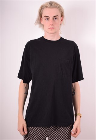 LEE MENS VINTAGE T-SHIRT TOP LARGE BLACK 90S