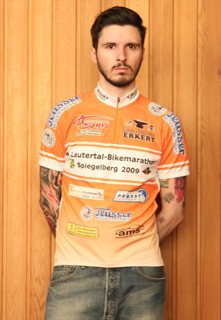 VINTAGE 1990S ORANGE AND WHITE SPORTS T-SHIRT