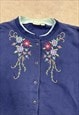 VINTAGE CARDIGAN EMBROIDERED FLOWERS PATTERNED SWEATER