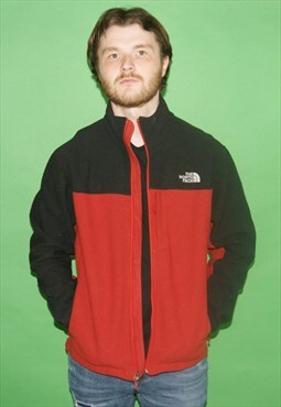 Vintage Y2K The North Face Red Fleece Jacket Size Medium