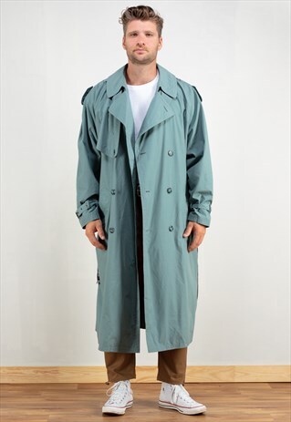 VINTAGE 90'S BLUE TRENCH COAT