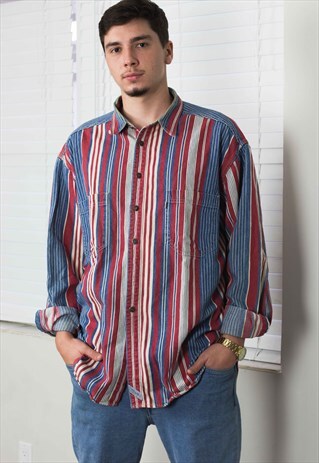 VINTAGE LEVI'S SHIRT STRIPED 90S XL 19.3