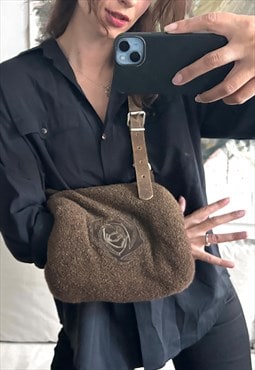 00's Faux Fur Fanny Pack / Hand Muff