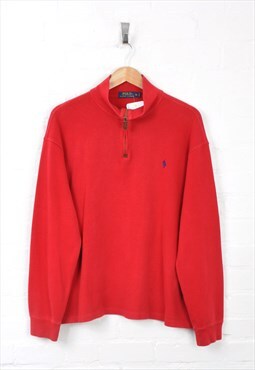 Vintage Ralph Lauren 1/4 Zip Sweater Red XL CV1795