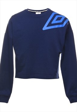 Vintage Umbro Navy Cropped Printed Sweatshirt - S