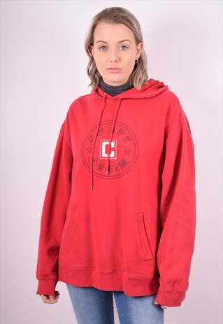 CHAPS RALPH LAUREN WOMENS VINTAGE HOODIE JUMPER LARGE RED 90