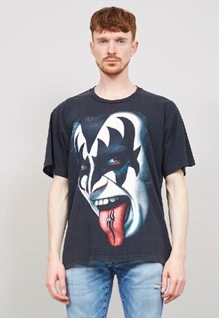 VINTAGE OVERSIZED BLACK KISS BAND T-SHIRT