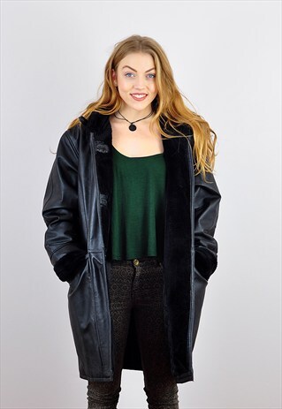 VINTAGE 1990'S BACK OVERSIZE BUFFY LEATHER JACKET
