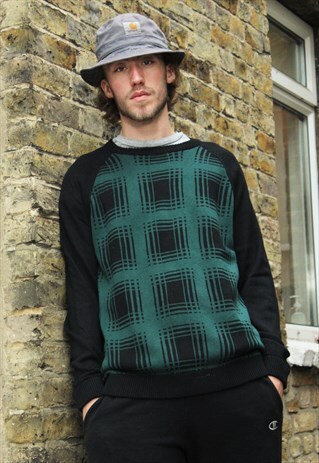 VINTAGE / 80'S / GREEN PATTERNED JUMPER