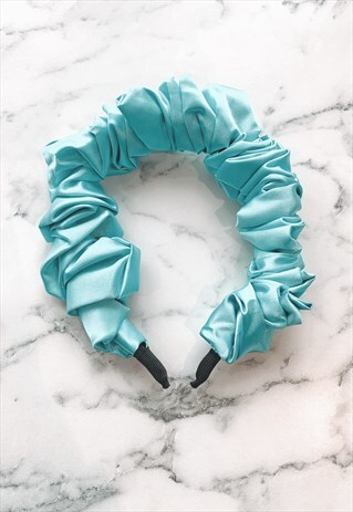 AQUA BLUE LUXE SATIN HEAD BAND