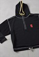 VINTAGE 90S BLACK WHITE STITCH ATHLETIC STREETWEAR HOODIE