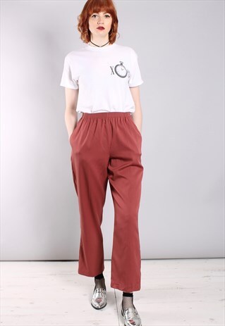 VINTAGE 80S DARK PINK HIGH WAISTED BELL BOTTOM TROUSERS