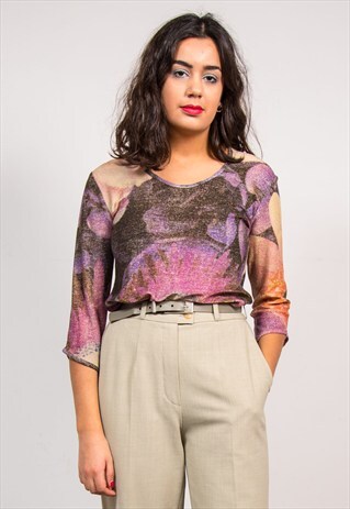VINTAGE 90'S GOLD SPARKLE PATTERNED TOP