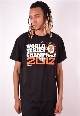 MAJESTIC MENS VINTAGE T-SHIRT TOP XL BLACK 90S