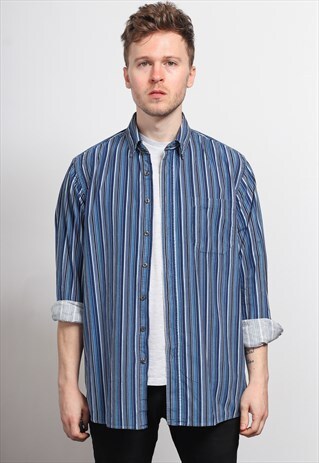 VINTAGE CORDUROY CORD STRIPED SHIRT
