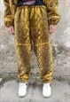 PYTHON FLEECE JOGGERS DETACHABLE HANDMADE SNAKE PANTS YELLOW