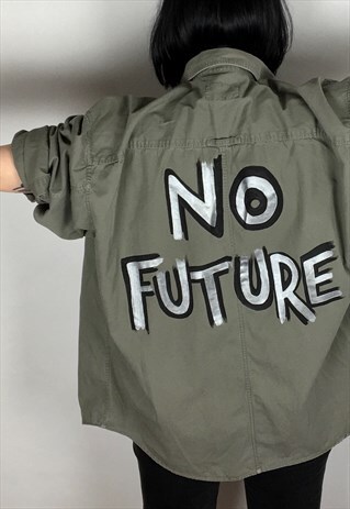 NO FUTURE HAND PAINTED REWORKED SHIRT SIZE MEDIUM