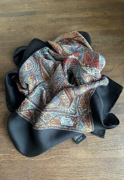 Vintage Liberty Of London Black Paisley Print Scarf