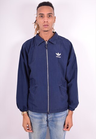 ADIDAS MENS VINTAGE JACKET LARGE BLUE 90'S