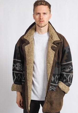 VINTAGE AZTEC FESTIVAL FLEECE LINED JACKET