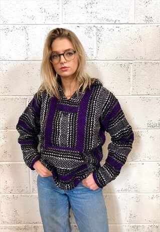 BAJA MEXICAN HIPPIE HOODIE JUMPER BOHO SWEATSHIRT PULLOVER