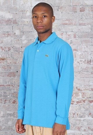 VINTAGE LACOSTE LONG SLEEVE LOGO POLO TURQOISE