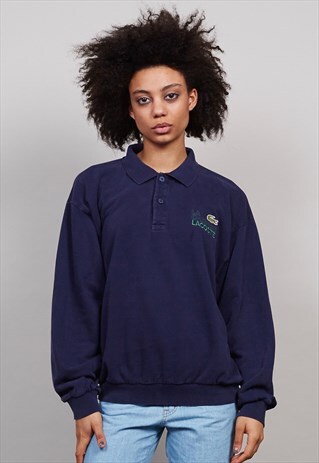 VINTAGE CLASSIC NAVY BLUE LACOSTE POLO SWEATER