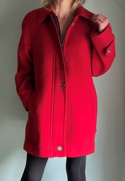 Vintage Bright Red Wool and Cashmere Coat