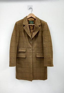 The House of Bruar Tartan Wool Coat Brown