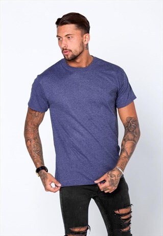 ESSENTIAL BLANK T-SHIRT - HEATHER NAVY BLUE