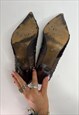 VINTAGE Y2K STILETTO HEELS 2000S PATCHWORK GRUNGE LEATHER