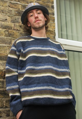VINTAGE / 80'S / BLUE STRIPED JUMPER