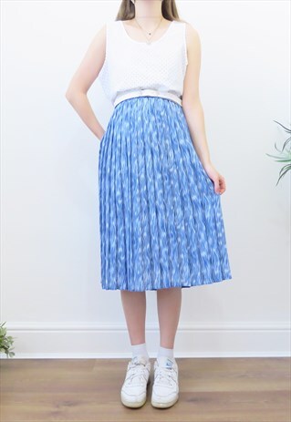 90S VINTAGE POLKA DOT PLEATED MIDI SKIRT
