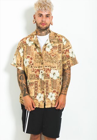 VINTAGE 80S HAWAIIAN SHORT SLEEVE SHIRT / S6600