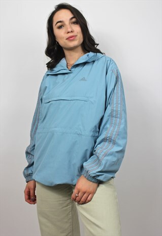 90'S RETRO BLUE PULLOVER HOODED JACKET