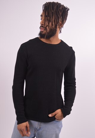CALVIN KLEIN MENS VINTAGE JUMPER SWEATER MEDIUM BLACK 90S