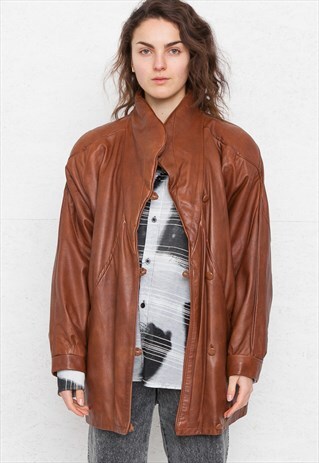 VINTAGE BROWN LEATHER JACKET COAT