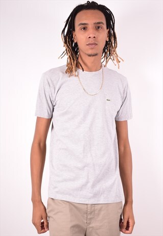 LACOSTE MENS VINTAGE T-SHIRT TOP MEDIUM GREY 90S