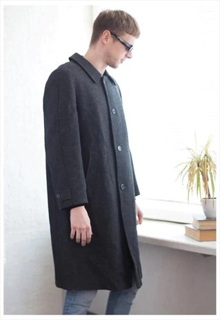 VINTAGE 80'S WOOL MINIMALIST COAT IN GREY