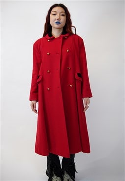 Vintage Burberry Woman Double Breasted Red Trench Coat