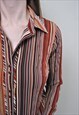 90S STRIPED BLOUSE, CASUAL BUTTON UP SHIRT