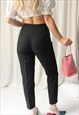 VINTAGE 90S HIGH RISE BLACK CROPPED SLIM TAPERED TROUSERS