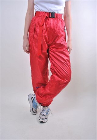VINTAGE WOMAN RED SKI SUIT TROUSERS, 80S SNOW SUIT PANTS