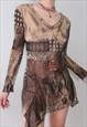 vintage y2k grunge destroy asymetrical mesh top
