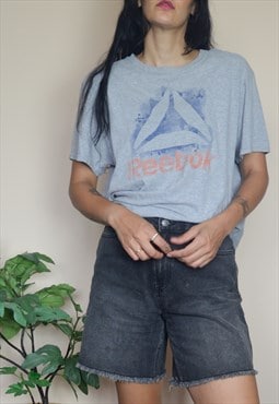 Vintage Reebok Tshirt Top with Logo Front in Grey